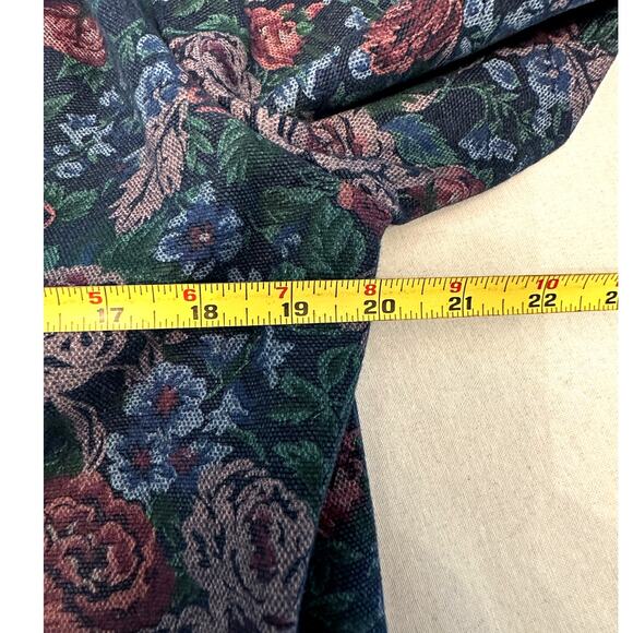Handmade Floral Print Denim Dark Cabbage Rose Woman’s Jacket Very Good Condition - Picture 7 of 9